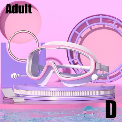 Ochelari de înot pentru adulți Ochelari de înot din silicon Cadru mare cu dopuri de urechi Ochelari HD impermeabili și anti-aburire din silicon pentru copii