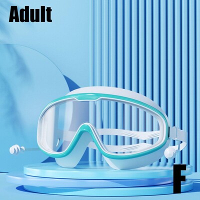Ochelari de înot pentru adulți Ochelari de înot din silicon Cadru mare cu dopuri de urechi Ochelari HD impermeabili și anti-aburire din silicon pentru copii