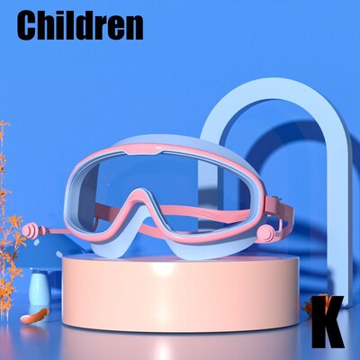 Ochelari de înot pentru adulți Ochelari de înot din silicon Cadru mare cu dopuri de urechi Ochelari HD impermeabili și anti-aburire din silicon pentru copii