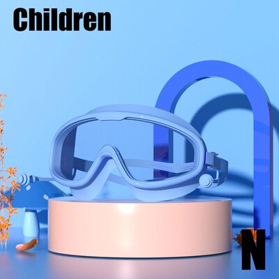 Ochelari de înot pentru adulți Ochelari de înot din silicon Cadru mare cu dopuri de urechi Ochelari HD impermeabili și anti-aburire din silicon pentru copii