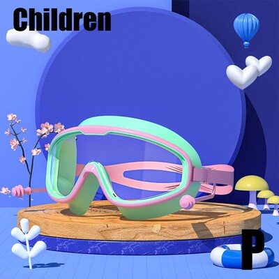 Ochelari de înot pentru adulți Ochelari de înot din silicon Cadru mare cu dopuri de urechi Ochelari HD impermeabili și anti-aburire din silicon pentru copii