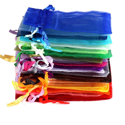 50 bucăți/lot 9x12cm Geantă mică din organza cu șnur pentru cadou de petrecere