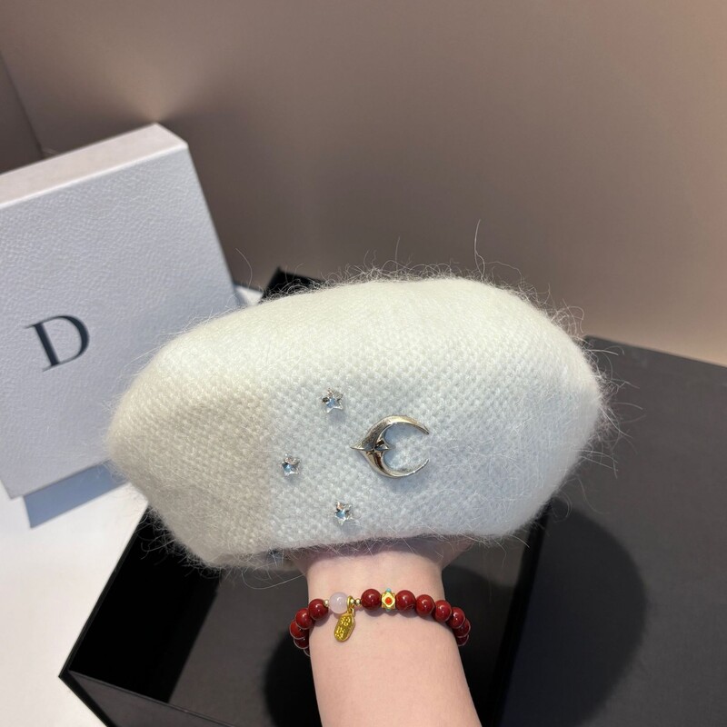 Beretă tricotată din blană de iepure angora, iarnă pentru femei, berete din lână, căciuli, pălărie de pictor pentru fete, căciulă caldă de trezire, șapcă