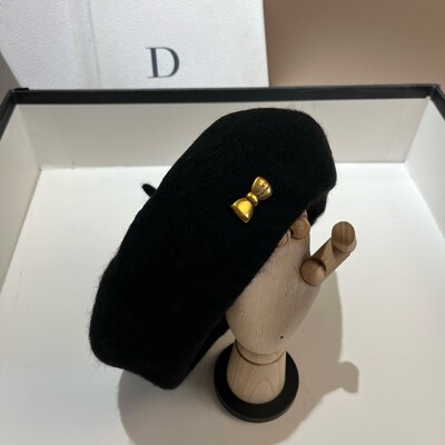 Papion de lux din metal, beretă de lână, pălărie, pălărie de iarnă, șapcă caldă pentru femei, berete versatile pentru fete, pălărie de pictor francez pentru doamnă