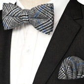 EASTEPIC Кашмирено яке Двуслойна дебела папийонка за мъже Комплект ханки Вълнен аксесоар Топъл цвят Сватбен подарък Зимно парти