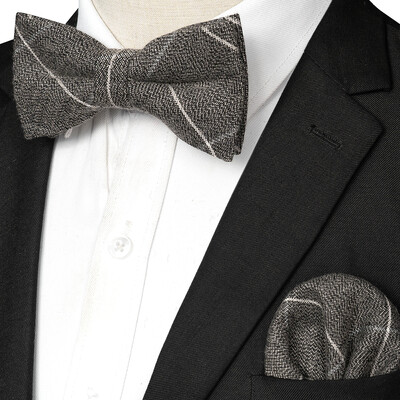 EASTEPIC Кашмирено яке Двуслойна дебела папийонка за мъже Комплект ханки Вълнен аксесоар Топъл цвят Сватбен подарък Зимно парти