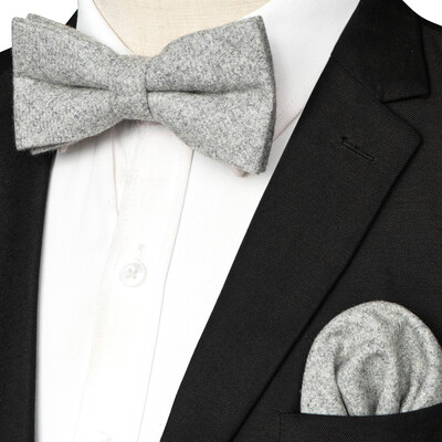 EASTEPIC Кашмирено яке Двуслойна дебела папийонка за мъже Комплект ханки Вълнен аксесоар Топъл цвят Сватбен подарък Зимно парти