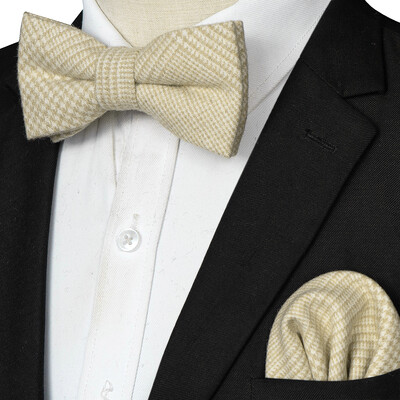 EASTEPIC Кашмирено яке Двуслойна дебела папийонка за мъже Комплект ханки Вълнен аксесоар Топъл цвят Сватбен подарък Зимно парти