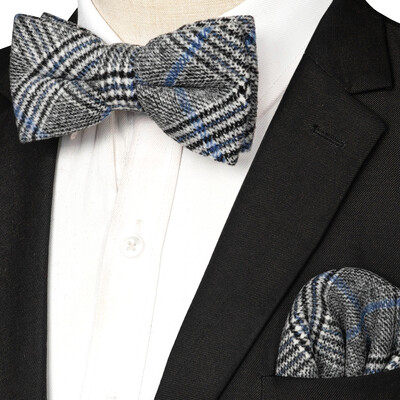 EASTEPIC Кашмирено яке Двуслойна дебела папийонка за мъже Комплект ханки Вълнен аксесоар Топъл цвят Сватбен подарък Зимно парти