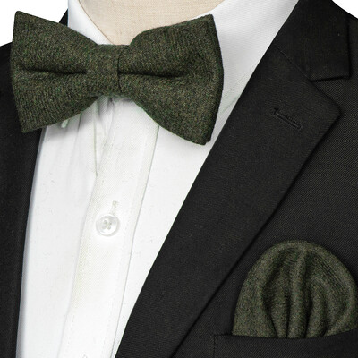 EASTEPIC Кашмирено яке Двуслойна дебела папийонка за мъже Комплект ханки Вълнен аксесоар Топъл цвят Сватбен подарък Зимно парти