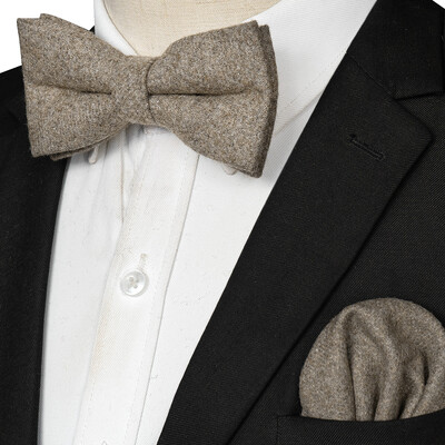 EASTEPIC Кашмирено яке Двуслойна дебела папийонка за мъже Комплект ханки Вълнен аксесоар Топъл цвят Сватбен подарък Зимно парти