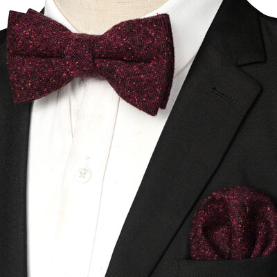 EASTEPIC Кашмирено яке Двуслойна дебела папийонка за мъже Комплект ханки Вълнен аксесоар Топъл цвят Сватбен подарък Зимно парти