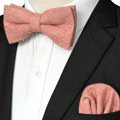 EASTEPIC Кашмирено яке Двуслойна дебела папийонка за мъже Комплект ханки Вълнен аксесоар Топъл цвят Сватбен подарък Зимно парти