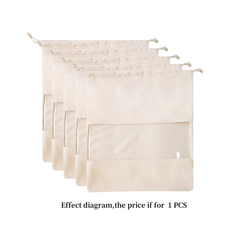 1P Sac de praf pentru geantă de mână, organizator de lux pentru călătorii de afaceri, husă de machiaj, haine, depozitare pantofi, catifea, cu geantă transparentă cu șnur