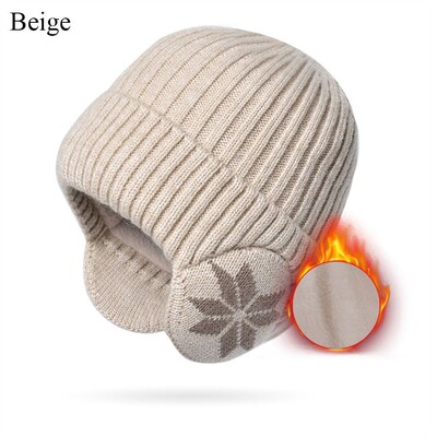 Pălărie tricotată din pluș moale de iarnă Pălării simple de modă pentru bărbați, femei, ocazional pălărie de schi îngroșată, căciulă sport rezistentă la vânt