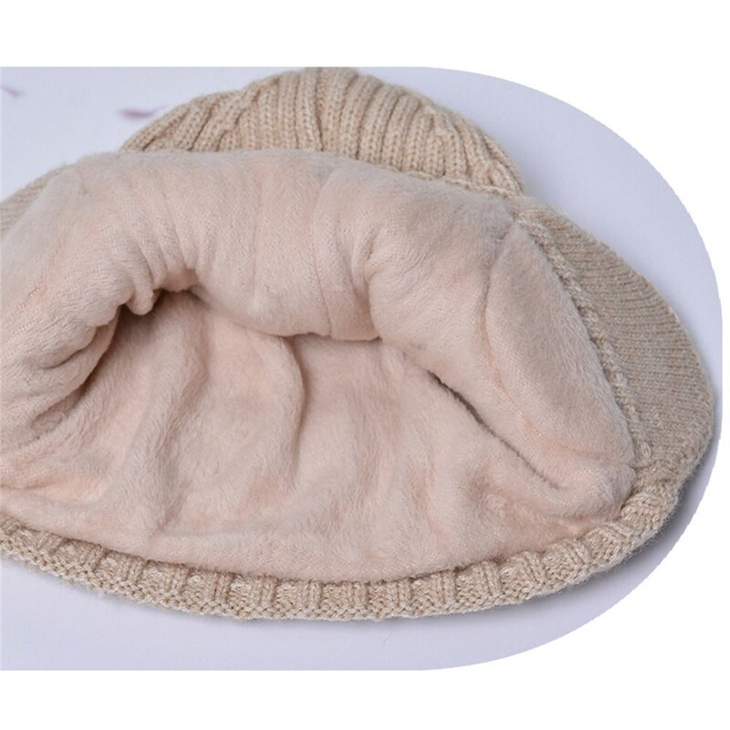Pălărie tricotată din pluș moale de iarnă Pălării simple de modă pentru bărbați, femei, ocazional pălărie de schi îngroșată, căciulă sport rezistentă la vânt