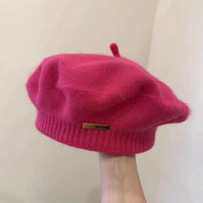Korejska verzija, jednostavna beretka od pravog zečjeg krzna, svestrana za jesen i zimu, izvan ulice, pletena umjetnička kapa