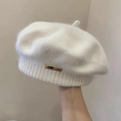 Korejska verzija, jednostavna beretka od pravog zečjeg krzna, svestrana za jesen i zimu, izvan ulice, pletena umjetnička kapa