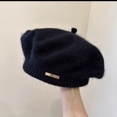 Korejska verzija, jednostavna beretka od pravog zečjeg krzna, svestrana za jesen i zimu, izvan ulice, pletena umjetnička kapa