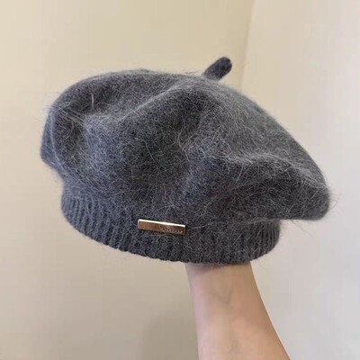 Korejska verzija, jednostavna beretka od pravog zečjeg krzna, svestrana za jesen i zimu, izvan ulice, pletena umjetnička kapa