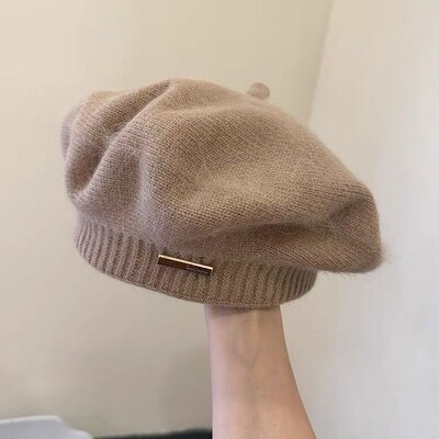 Korejska verzija, jednostavna beretka od pravog zečjeg krzna, svestrana za jesen i zimu, izvan ulice, pletena umjetnička kapa