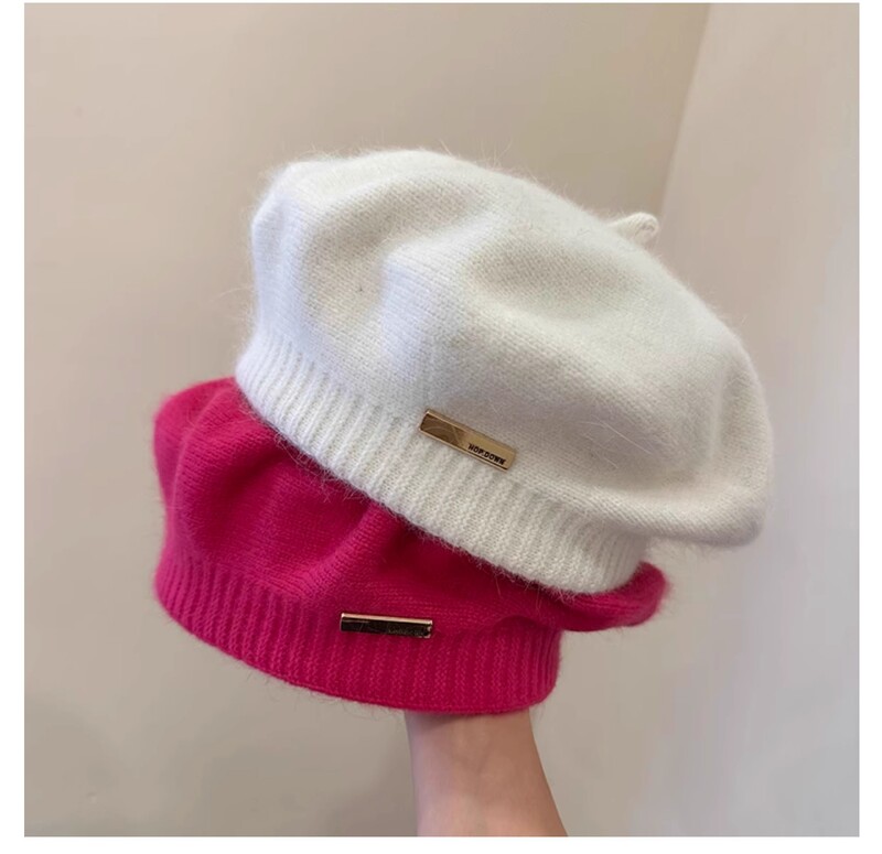 Korejska verzija, jednostavna beretka od pravog zečjeg krzna, svestrana za jesen i zimu, izvan ulice, pletena umjetnička kapa
