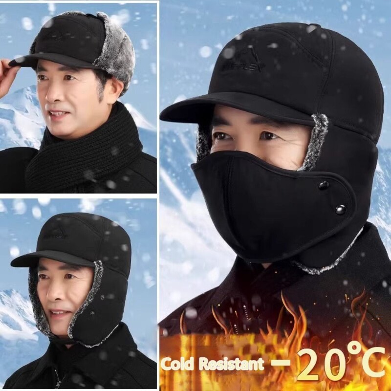 Pălării de iarnă rezistente la vânt de înaltă calitate, schi de iarnă cu mască pentru urechi, șapcă caldă pentru zăpadă, protecție urechilor din bumbac, balaclava groasă în aer liber