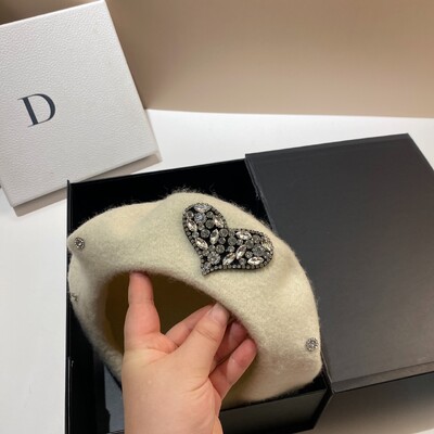 Moda cu inimă cu strasuri, beretă de iarnă pentru femei, toamnă iarnă, căciulă caldă, pălării pictor francez, berete versatile pentru doamnă, șapci cu vârf plat