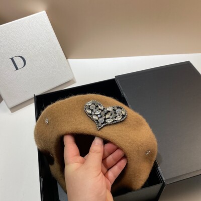 Moda cu inimă cu strasuri, beretă de iarnă pentru femei, toamnă iarnă, căciulă caldă, pălării pictor francez, berete versatile pentru doamnă, șapci cu vârf plat