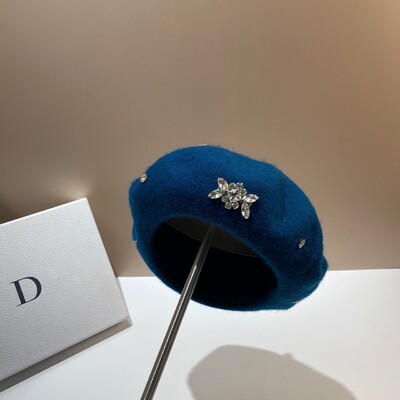 Moda coreeană, cu pietre de lux, beretă de lână, pălărie, căciulă caldă de iarnă, pălărie de pictor artist francez, beretă versatilă pentru femeie