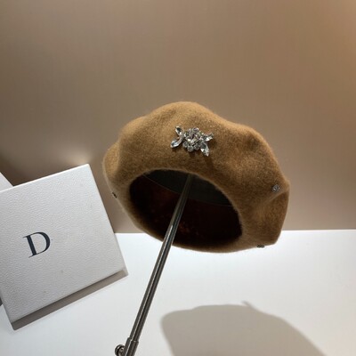 Moda coreeană, cu pietre de lux, beretă de lână, pălărie, căciulă caldă de iarnă, pălărie de pictor artist francez, beretă versatilă pentru femeie