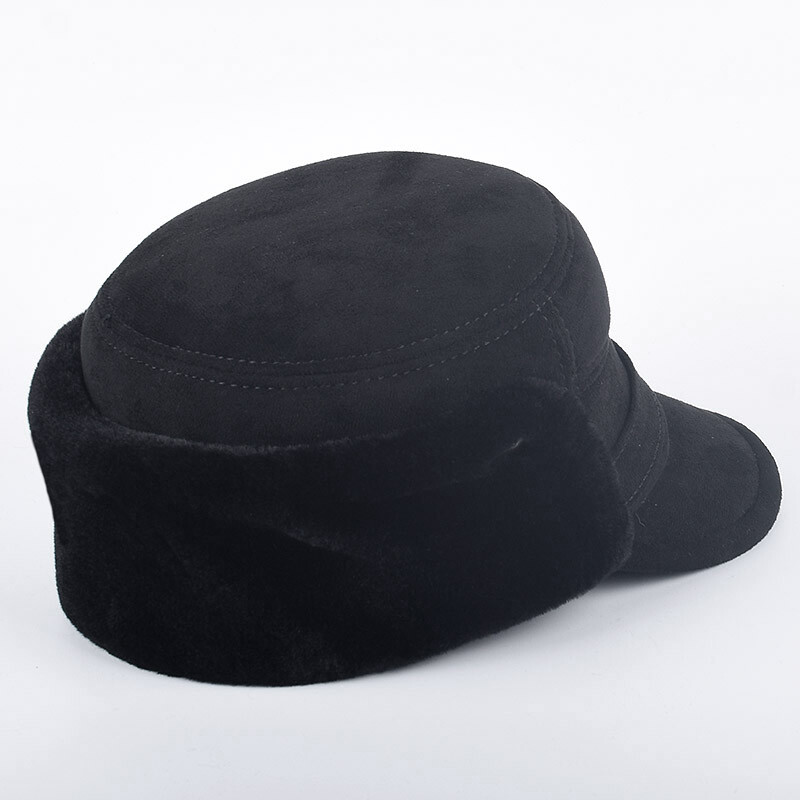 Pălărie de iarnă pentru bărbați, cu clape pentru urechi, toamna 2024, caldă, Ushanka, pălării din blană artificială, șapcă rusă de lux, negru