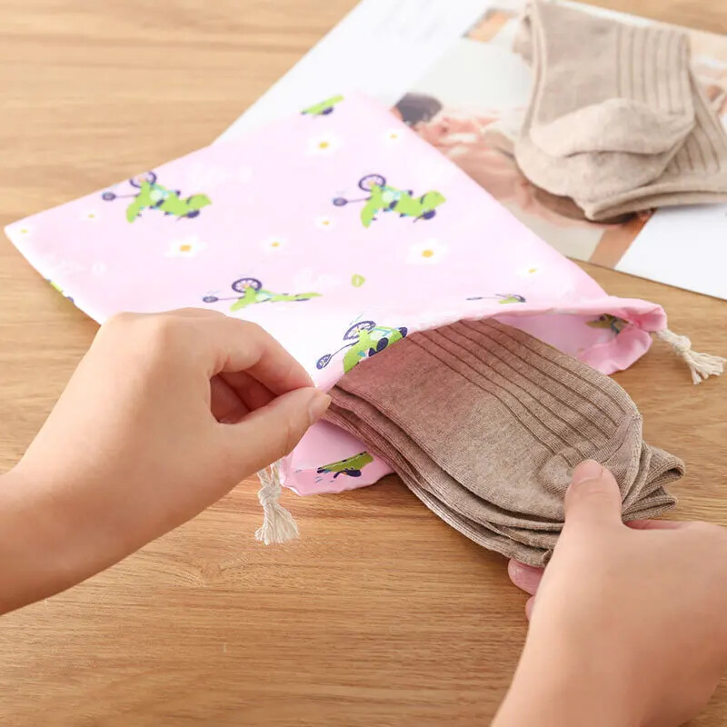 Proaspăt Comestic Cumpărături Geantă pentru machiaj Geantă drăguță de depozitare cu șnur, haine portabile de călătorie, sutien, geantă organizatoare, șosete