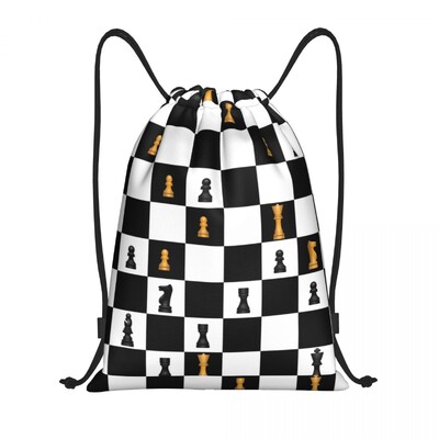 Power Play Chess Game Drawstring Torba Žene Muškarci Prijenosna teretana Sportska torba Chess Lover Piece Shopping Ruksaci