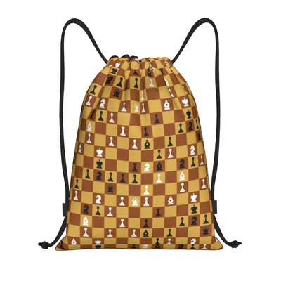 Power Play Joc de șah Geantă cu snur Femei Bărbați Rucsac portabil pentru sport pentru iubitor de șah Piesa pentru cumpărături