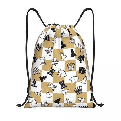 Power Play Joc de șah Geantă cu snur Femei Bărbați Rucsac portabil pentru sport pentru iubitor de șah Piesa pentru cumpărături