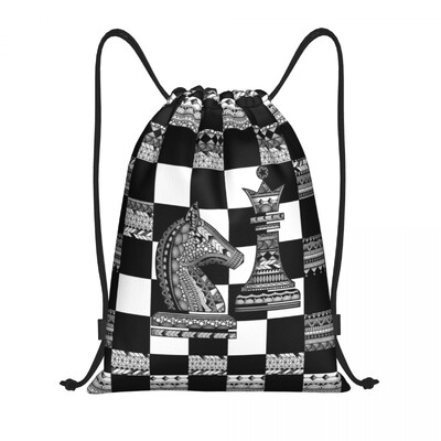 Power Play Joc de șah Geantă cu snur Femei Bărbați Rucsac portabil pentru sport pentru iubitor de șah Piesa pentru cumpărături