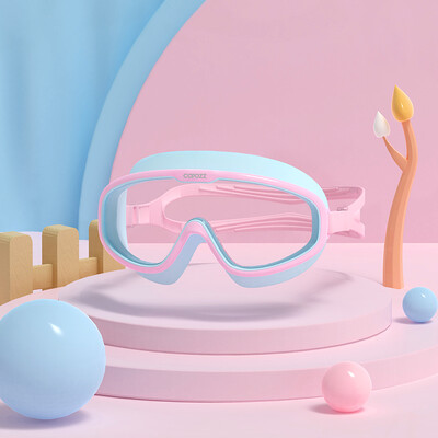 COPOZZ Ochelari de înot pentru copii, impermeabili, reglabili, din silicon, sticlă de înot pentru copii, anti-aburire, protecție UV, ochelari cu ramă mare cu husă