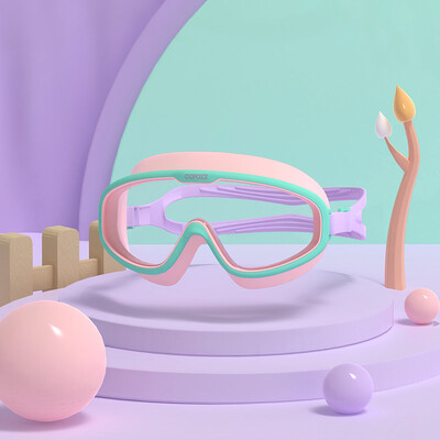 COPOZZ Ochelari de înot pentru copii, impermeabili, reglabili, din silicon, sticlă de înot pentru copii, anti-aburire, protecție UV, ochelari cu ramă mare cu husă