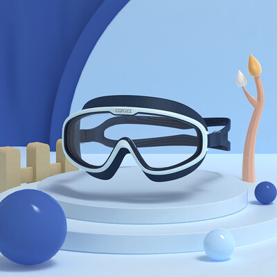 COPOZZ Ochelari de înot pentru copii, impermeabili, reglabili, din silicon, sticlă de înot pentru copii, anti-aburire, protecție UV, ochelari cu ramă mare cu husă