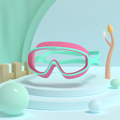 COPOZZ Ochelari de înot pentru copii, impermeabili, reglabili, din silicon, sticlă de înot pentru copii, anti-aburire, protecție UV, ochelari cu ramă mare cu husă