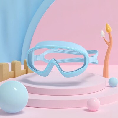 COPOZZ Ochelari de înot pentru copii, impermeabili, reglabili, din silicon, sticlă de înot pentru copii, anti-aburire, protecție UV, ochelari cu ramă mare cu husă