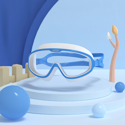 COPOZZ Ochelari de înot pentru copii, impermeabili, reglabili, din silicon, sticlă de înot pentru copii, anti-aburire, protecție UV, ochelari cu ramă mare cu husă
