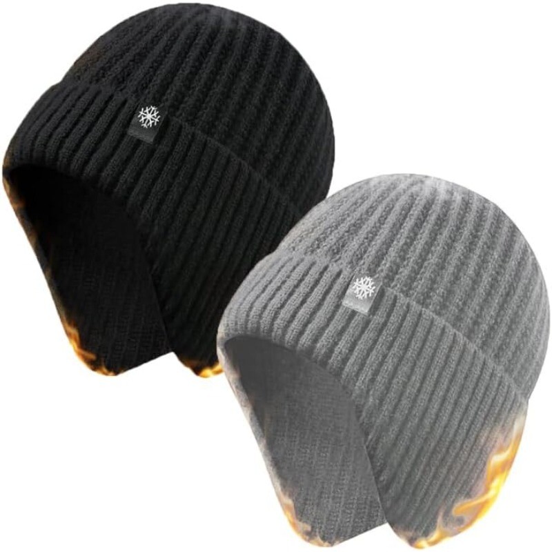 Pălărie tricotată de iarnă în aer liber pentru bărbați și femei, căciuli de urechi calde de pluș, pălărie de schi, la modă ocazională, pălărie de protecție pentru urechi pentru bicicletă