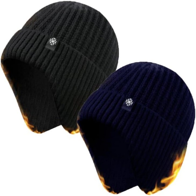 Pălărie tricotată de iarnă în aer liber pentru bărbați și femei, căciuli de urechi calde de pluș, pălărie de schi, la modă ocazională, pălărie de protecție pentru urechi pentru bicicletă