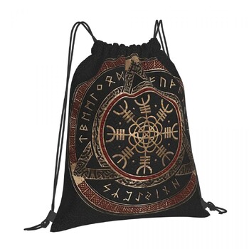 The Helm Of Awe V-Viking Age Cool Kawaii Drawstring τσάντες Shopping Shopping Clothes Storage Πολλαπλών λειτουργιών εφηβικό φορητό σακίδιο πλάτης