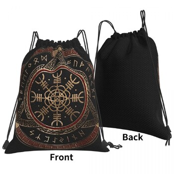 The Helm Of Awe V-Viking Age Cool Kawaii Drawstring τσάντες Shopping Shopping Clothes Storage Πολλαπλών λειτουργιών εφηβικό φορητό σακίδιο πλάτης