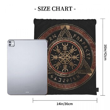 The Helm Of Awe V-Viking Age Cool Kawaii Drawstring τσάντες Shopping Shopping Clothes Storage Πολλαπλών λειτουργιών εφηβικό φορητό σακίδιο πλάτης