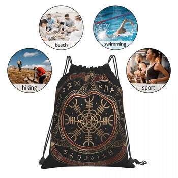 The Helm Of Awe V-Viking Age Cool Kawaii Drawstring τσάντες Shopping Shopping Clothes Storage Πολλαπλών λειτουργιών εφηβικό φορητό σακίδιο πλάτης