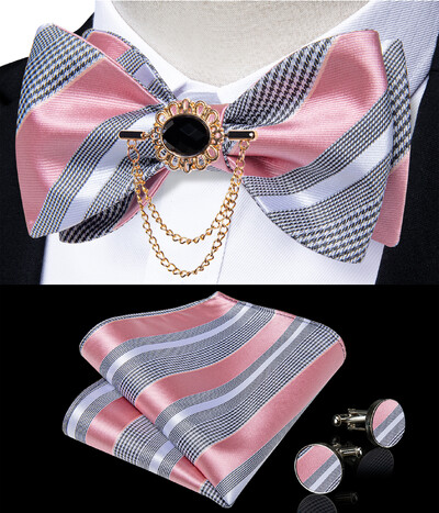 Self Tie Παπιγιόν με Καρφίτσα Chain Luxury Μαύρο Λευκό Μπλε Κόκκινο Paisley Floral Butterfly Wedding Prom Groom Bowknot Ανδρικό αξεσουάρ